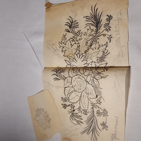 RARE and Vintage Hand Painted Flowers on Plastic Like Paper With Instructions - Picture 13 of 16
